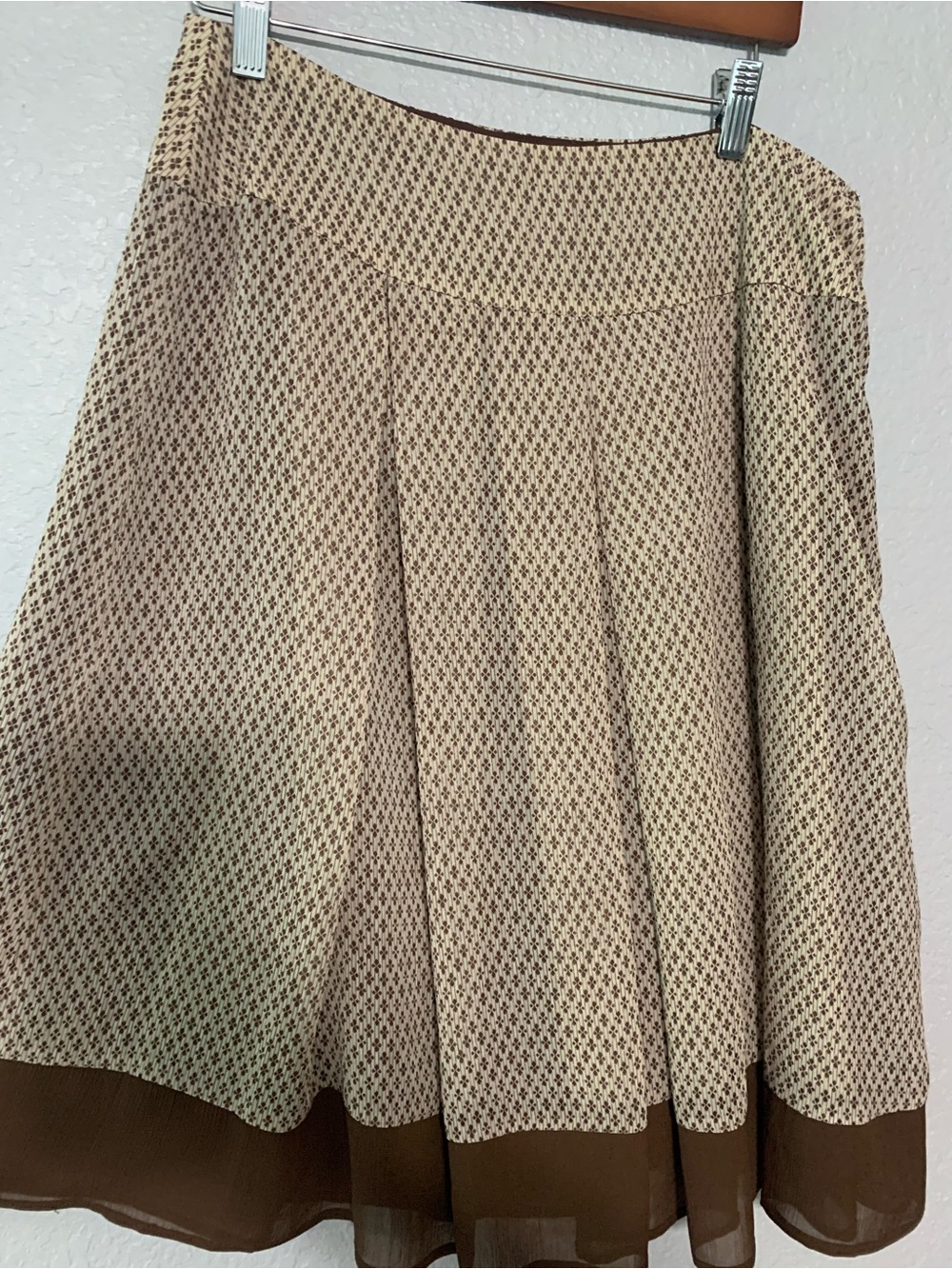 Worthington Beige Patterned Skirt with Brown Hem - Picture 3 of 4